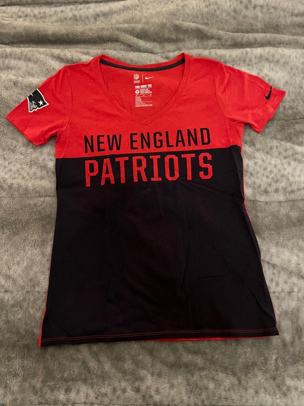 Nike Red and Blue New England Patriots V-Neck Team Tee
